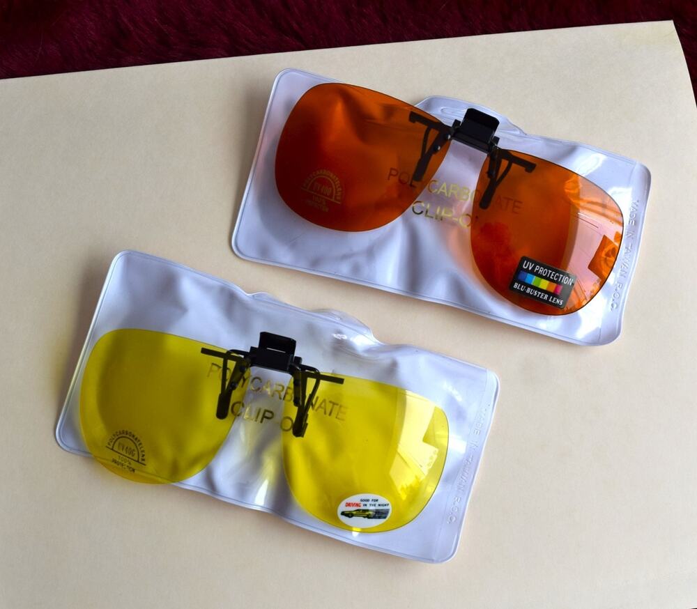 2 Rare! Polarized Clip-On Flip-Up Sunglasses Driving Fishing Travel Retro Taiwan
